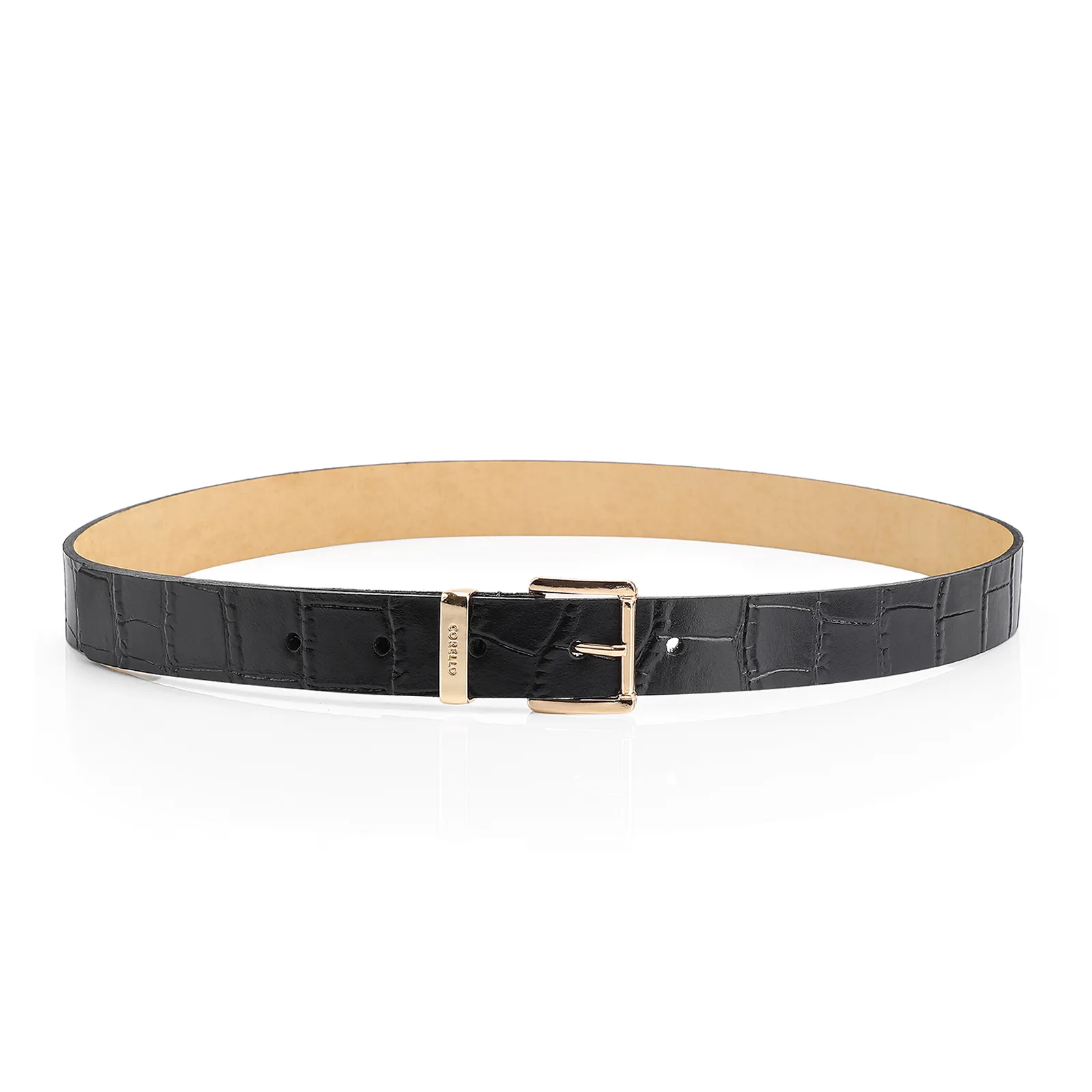 Cinto Couro Croco Preto