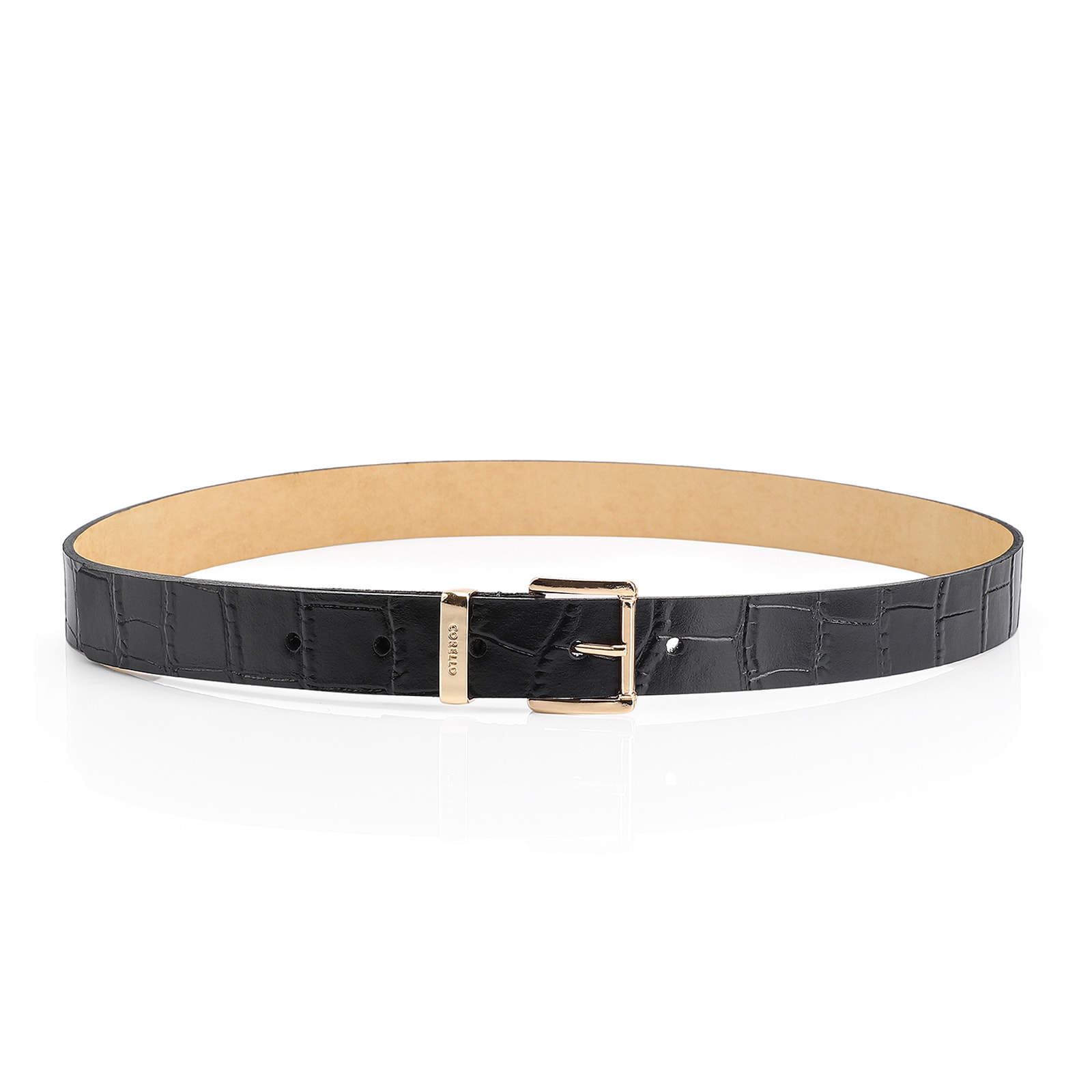 Cinto Couro Croco Preto