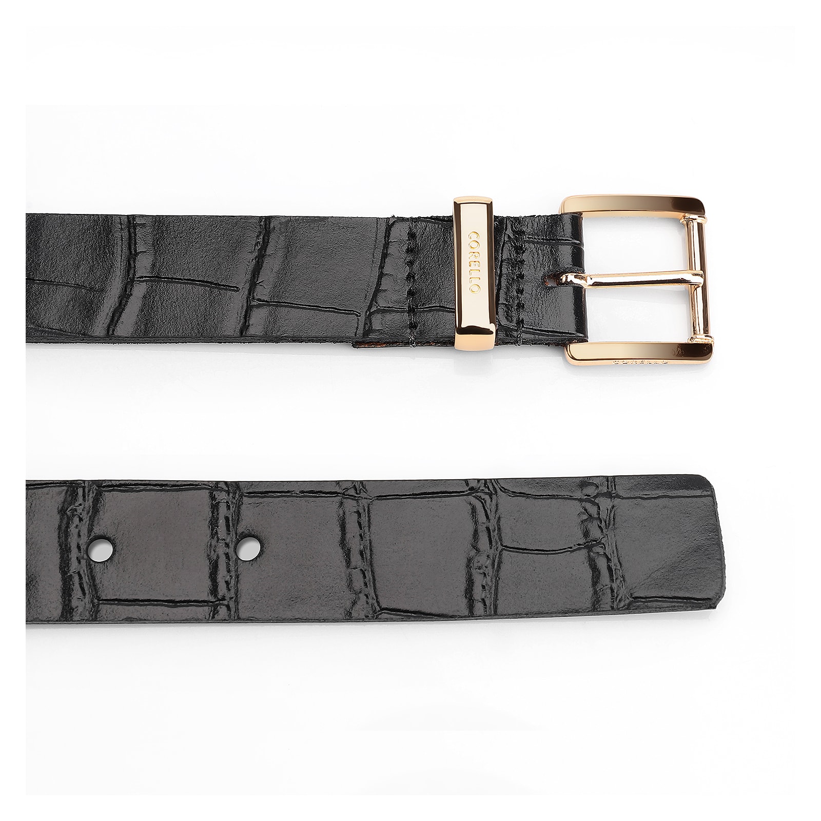 Cinto Couro Croco Preto