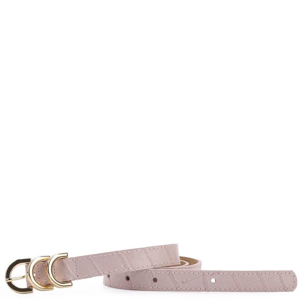 Cinto Couro Croco Rosa