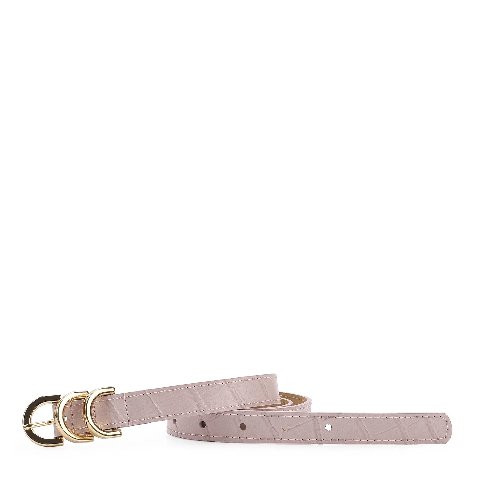 Cinto Couro Croco Rosa