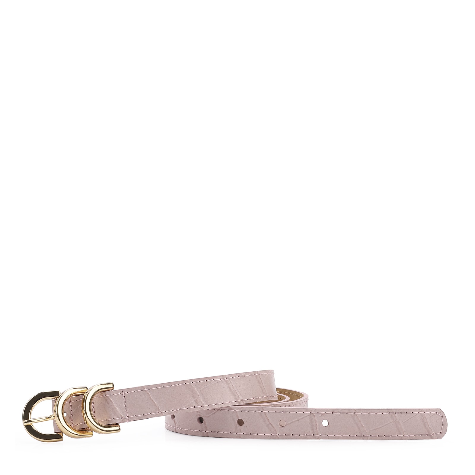 Cinto Couro Croco Rosa