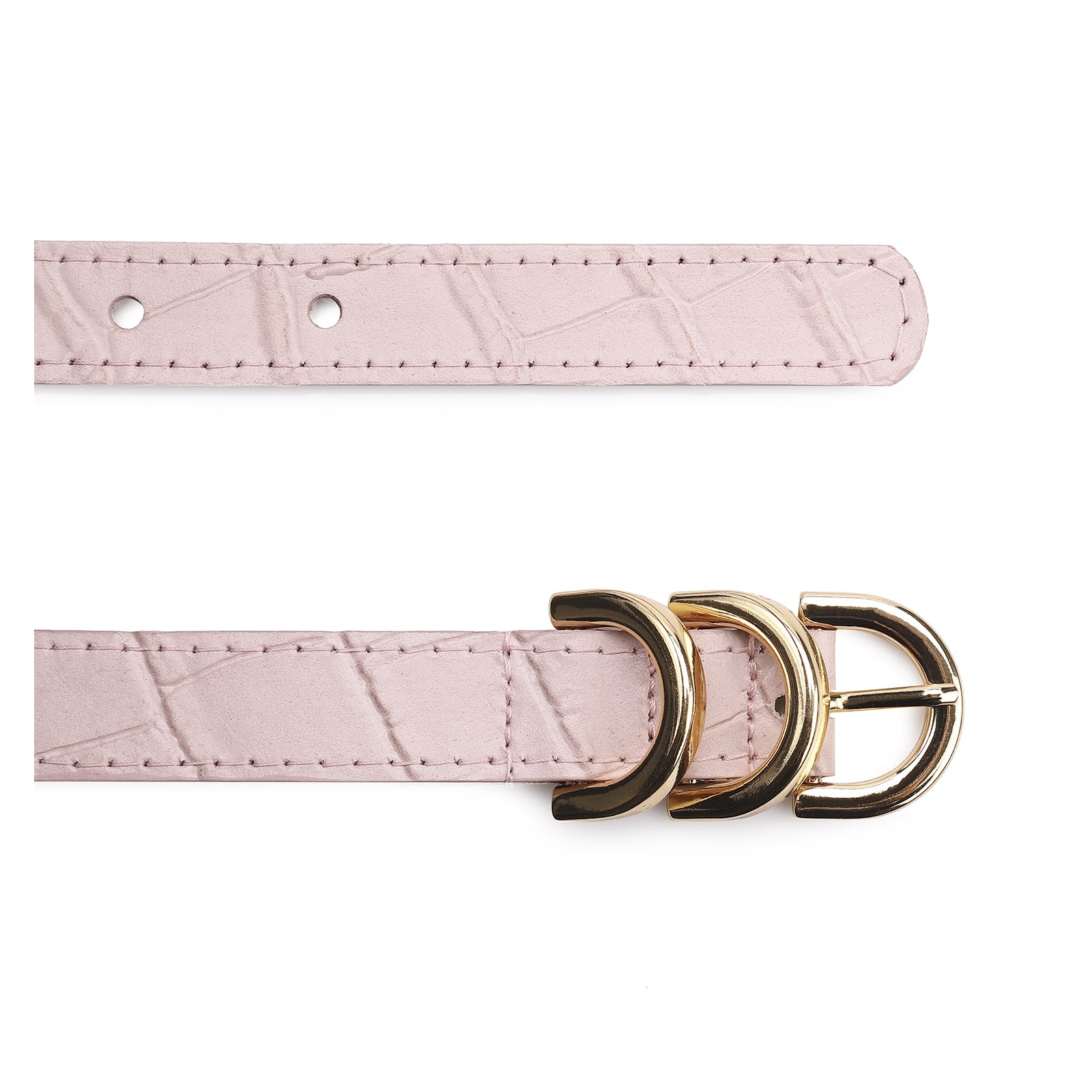 Cinto Couro Croco Rosa