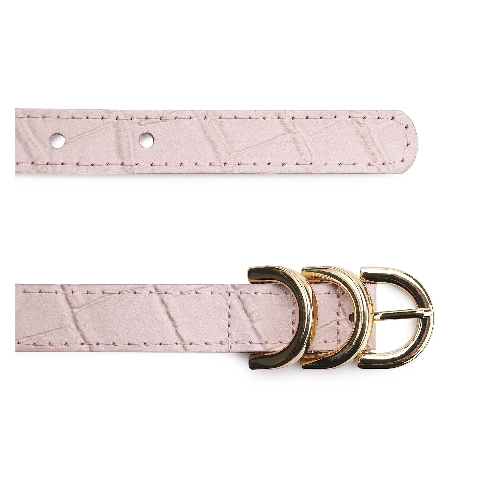 Cinto Couro Croco Rosa