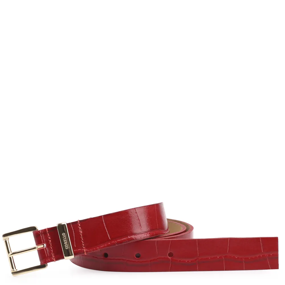 Cinto Couro Croco Vermelho