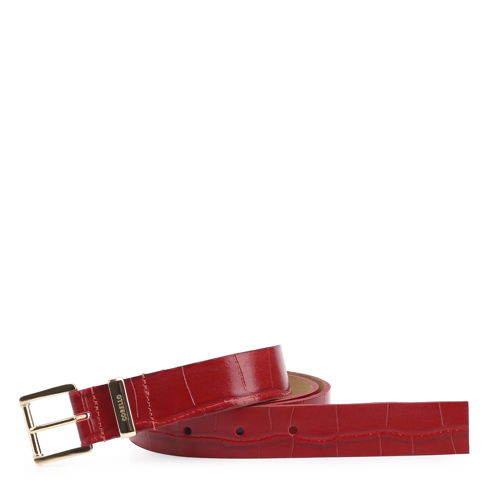 Cinto Couro Croco Vermelho