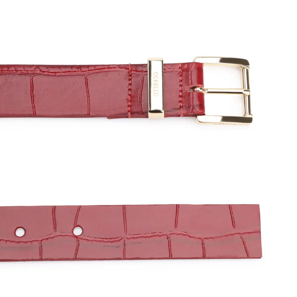 Cinto Couro Croco Vermelho - imagem 3