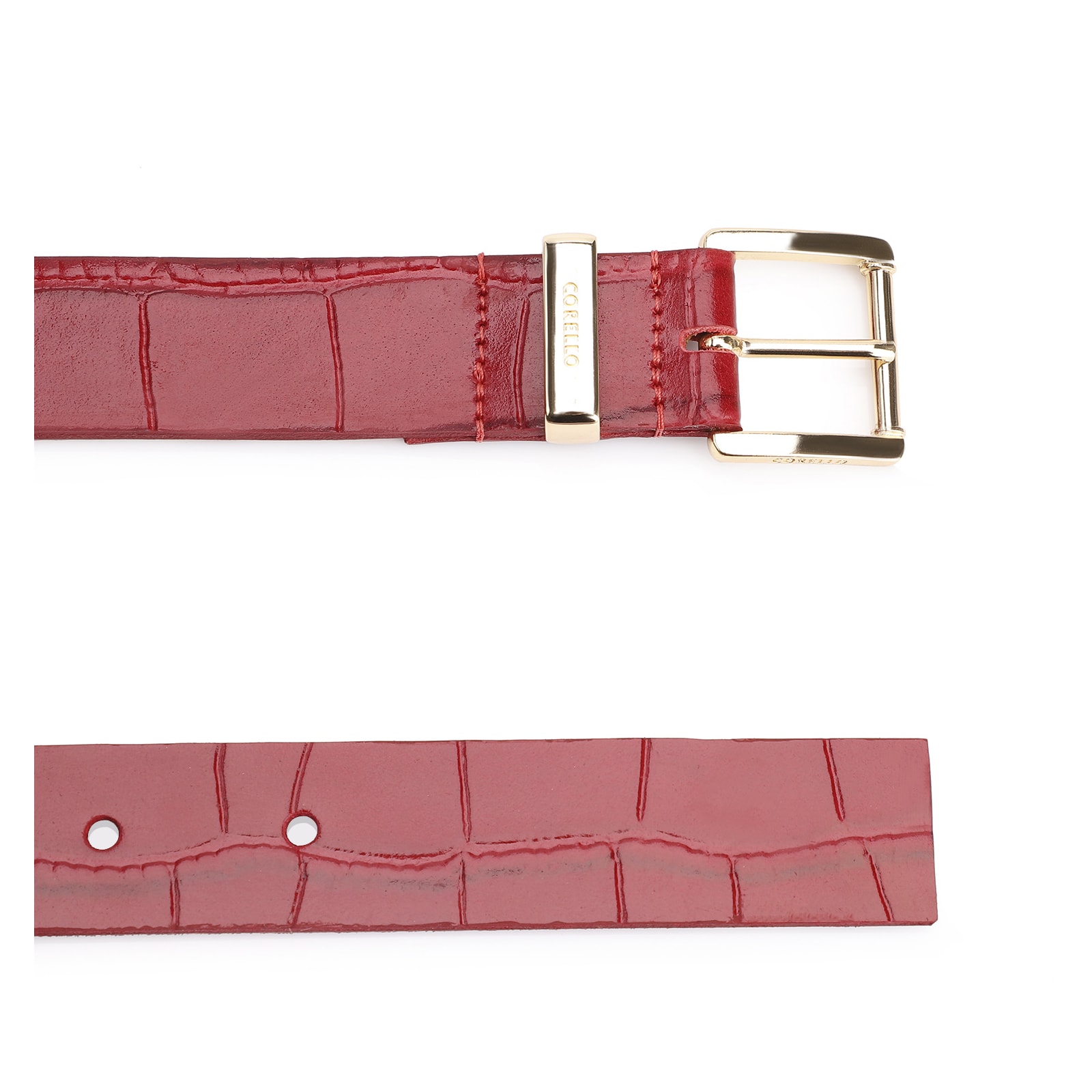 Cinto Couro Croco Vermelho
