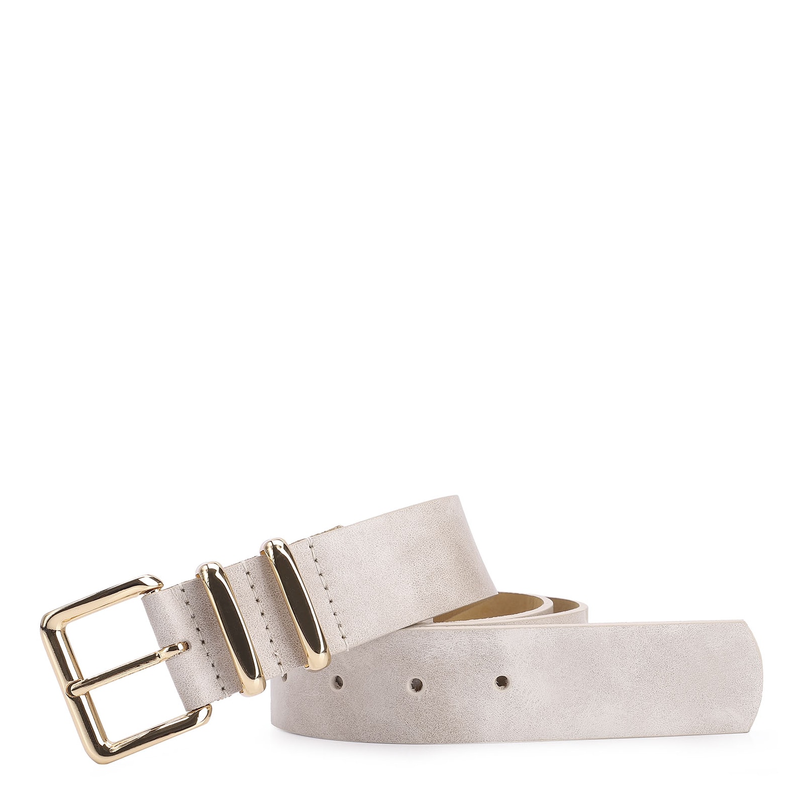 Cinto Couro Estonado Off White