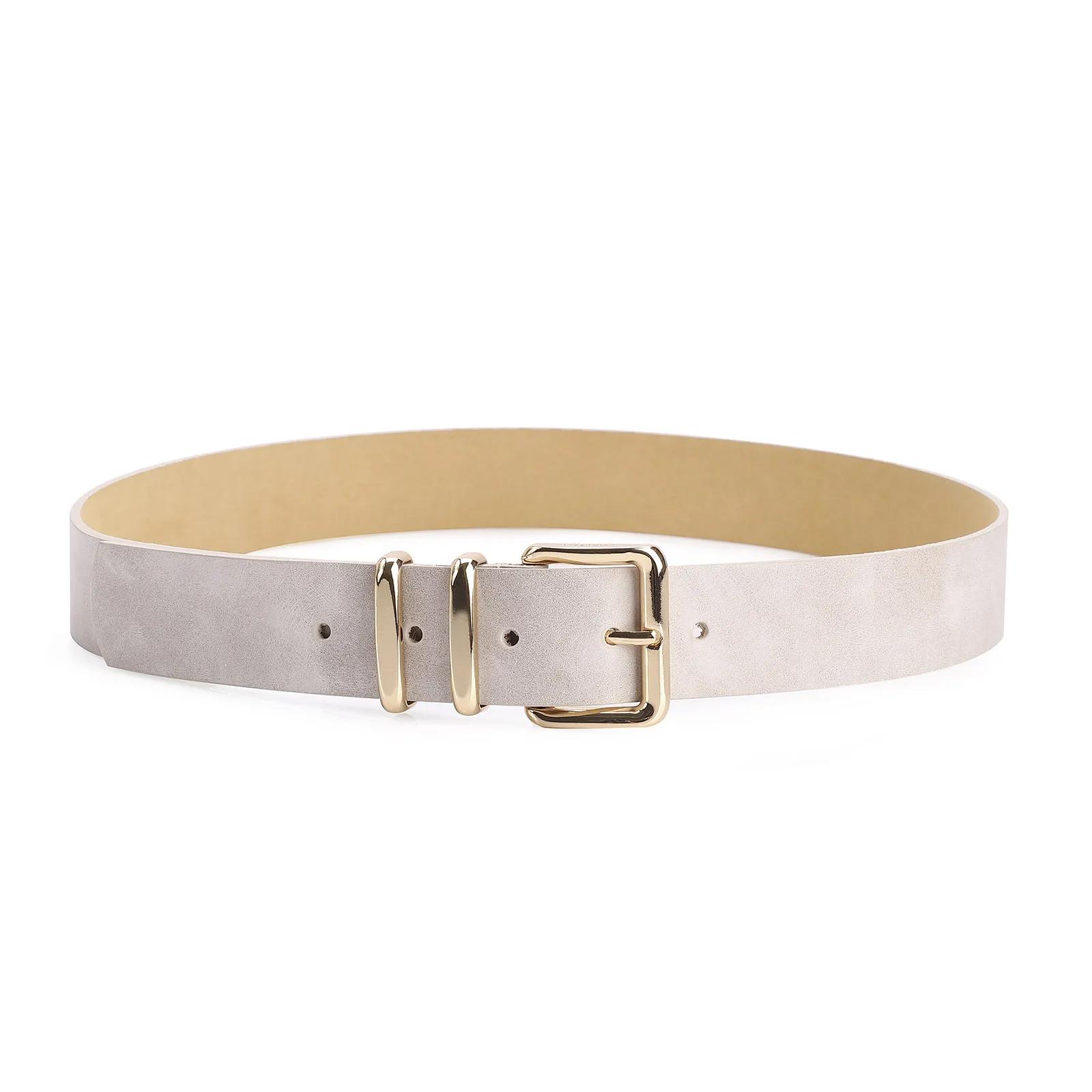Cinto Couro Estonado Off White