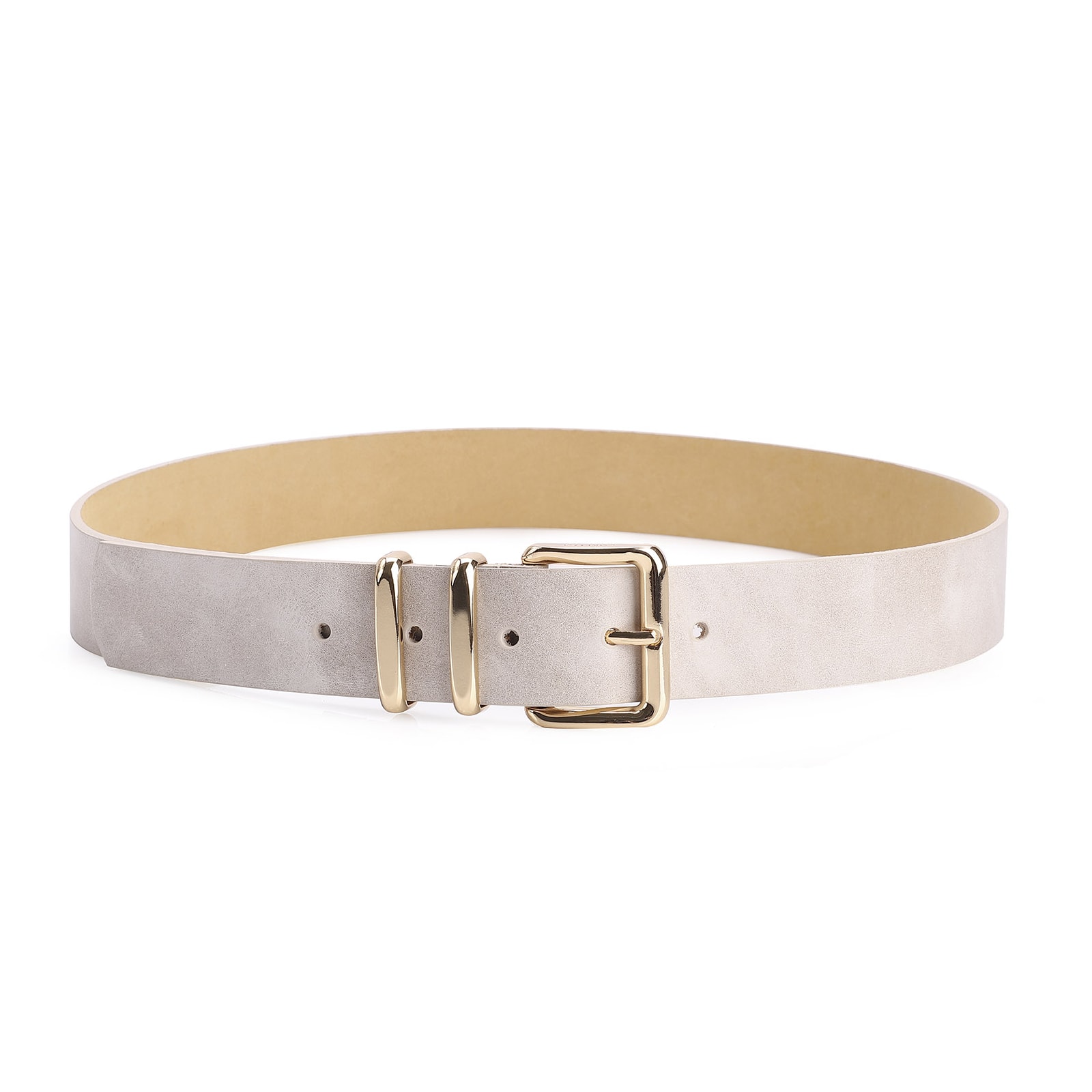 Cinto Couro Estonado Off White
