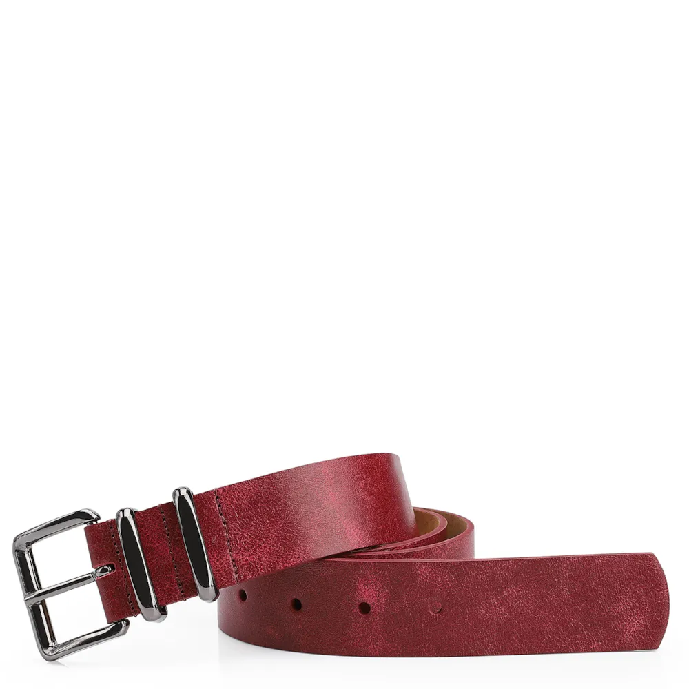 Cinto Couro Estonado Vermelho