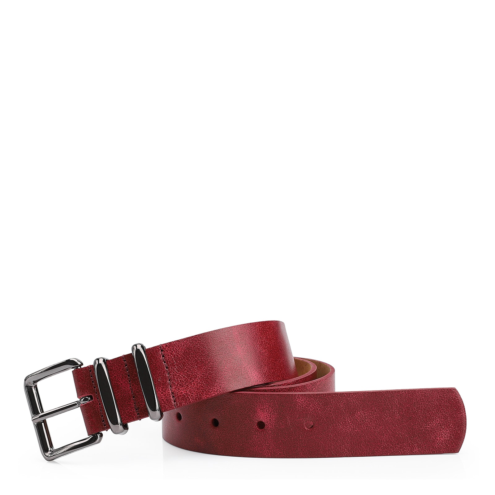 Cinto Couro Estonado Vermelho
