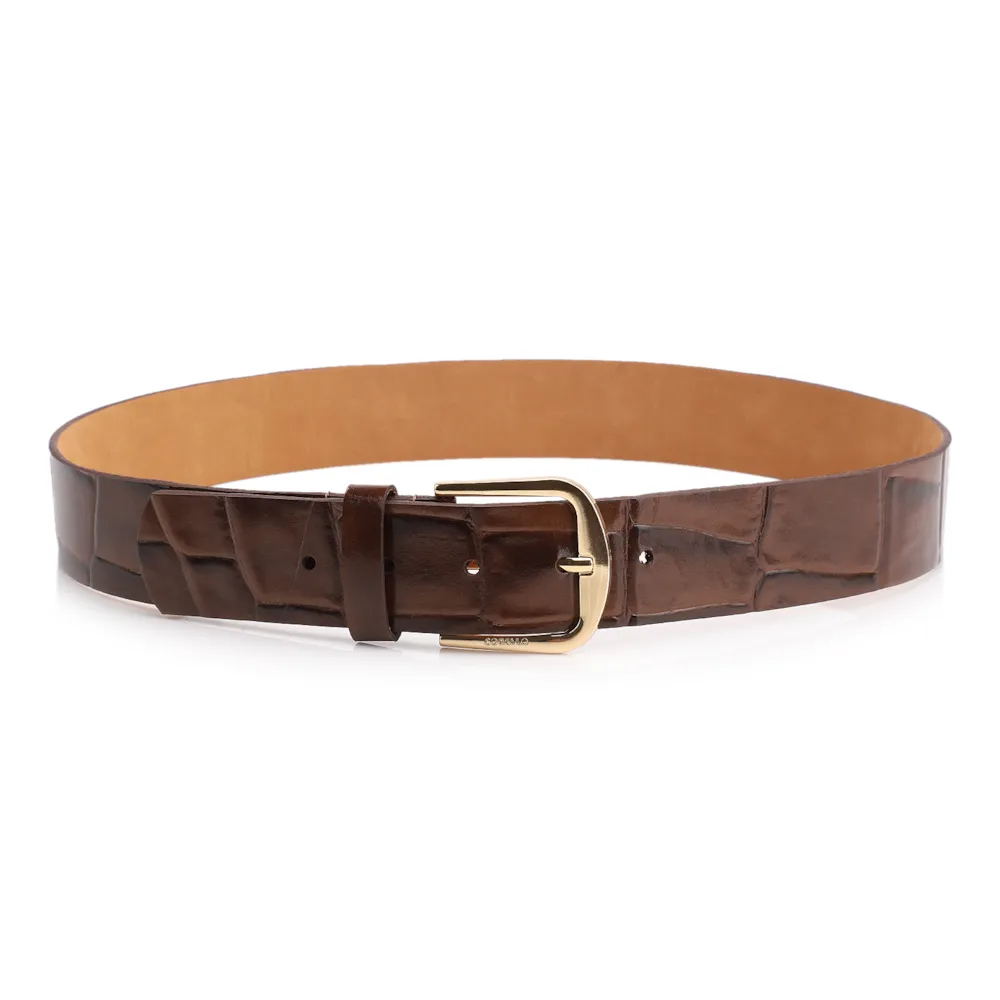 Cinto Couro Maxi Croco Marrom - imagem 2