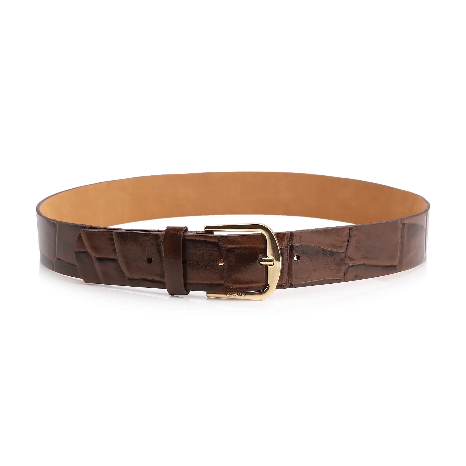 Cinto Couro Maxi Croco Marrom