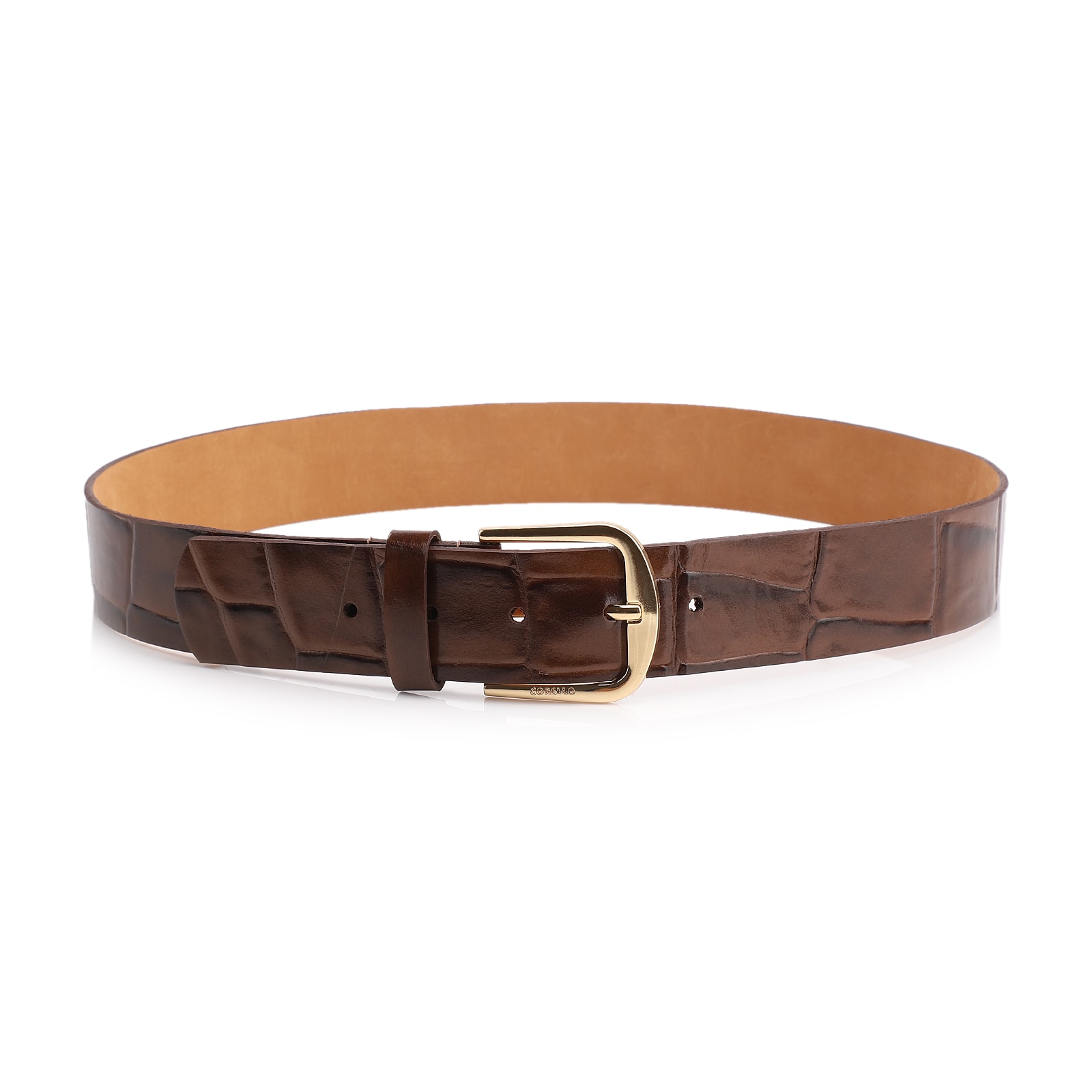 Cinto Couro Maxi Croco Marrom
