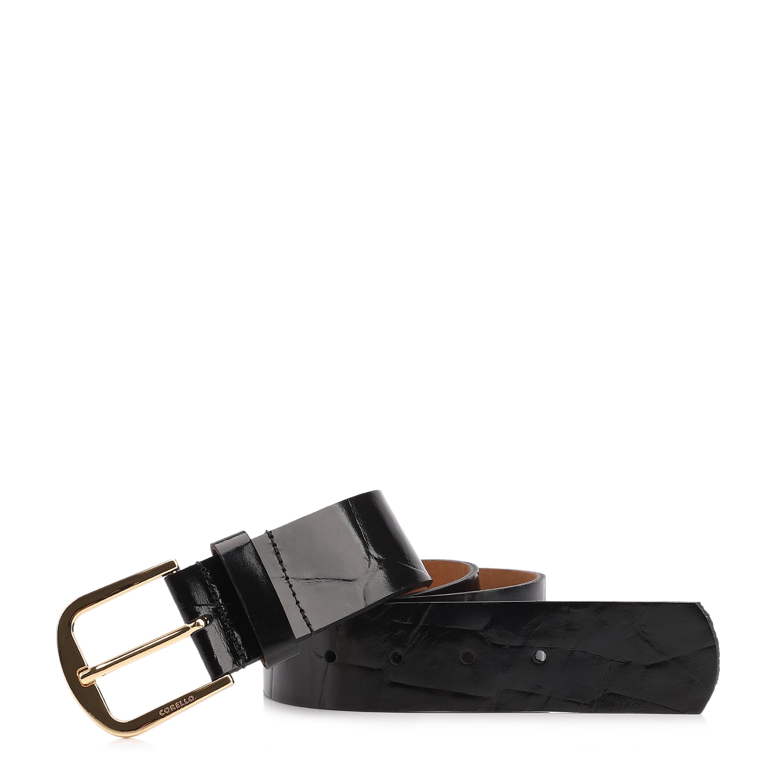 Cinto Couro Maxi Croco Preto