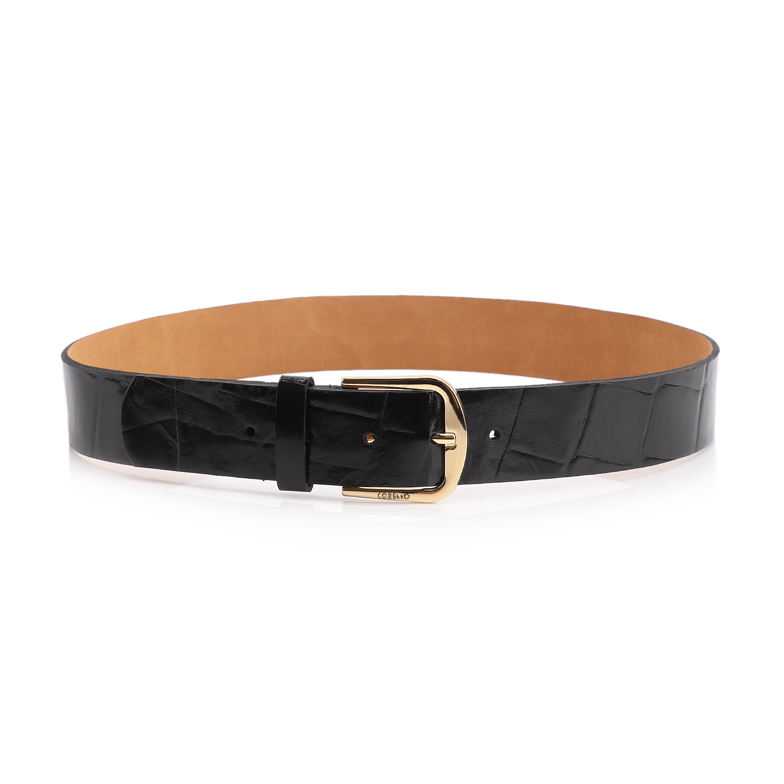 Cinto Couro Maxi Croco Preto