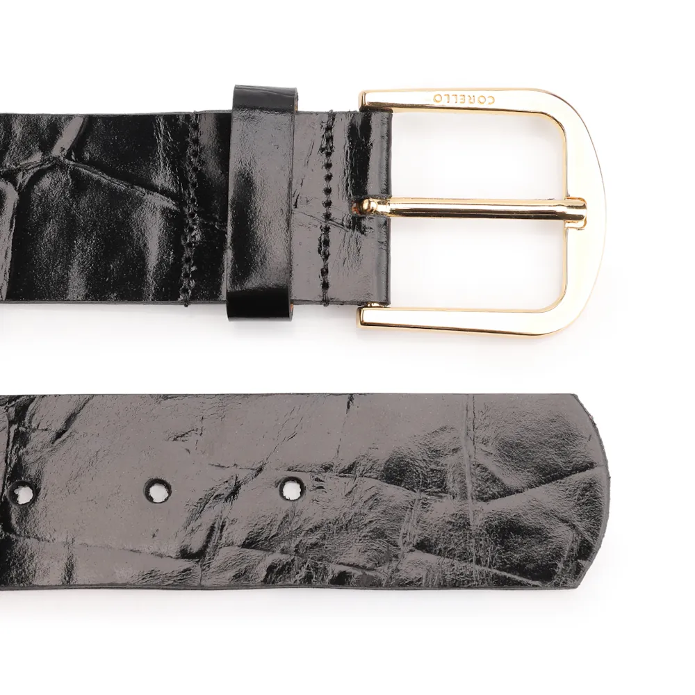 Cinto Couro Maxi Croco Preto - imagem 3