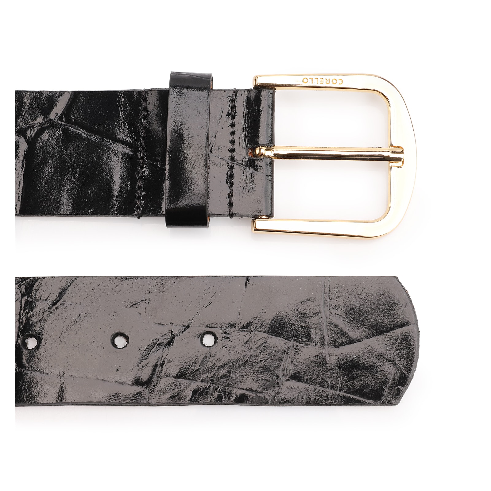 Cinto Couro Maxi Croco Preto