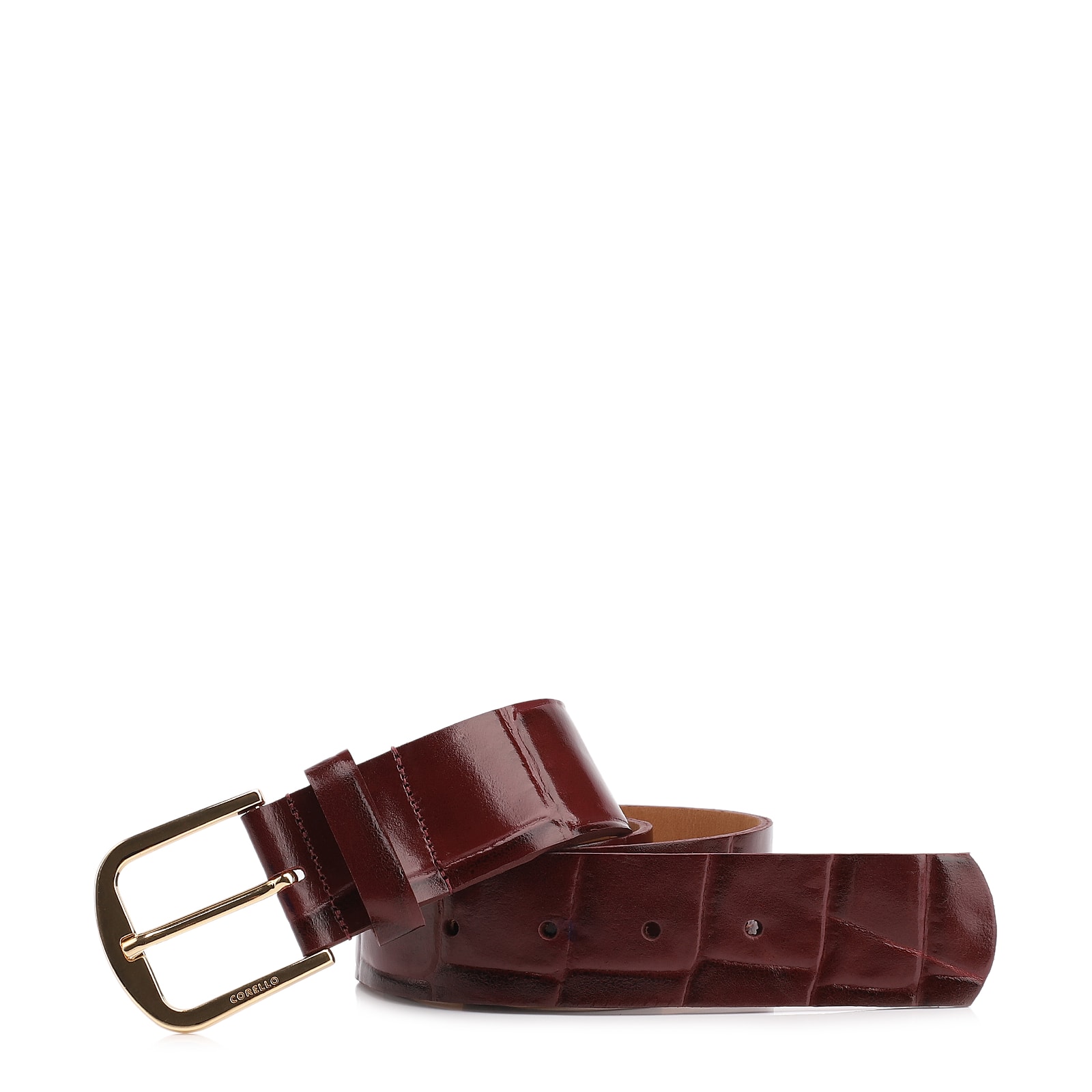 Cinto Couro Maxi Croco Vinho