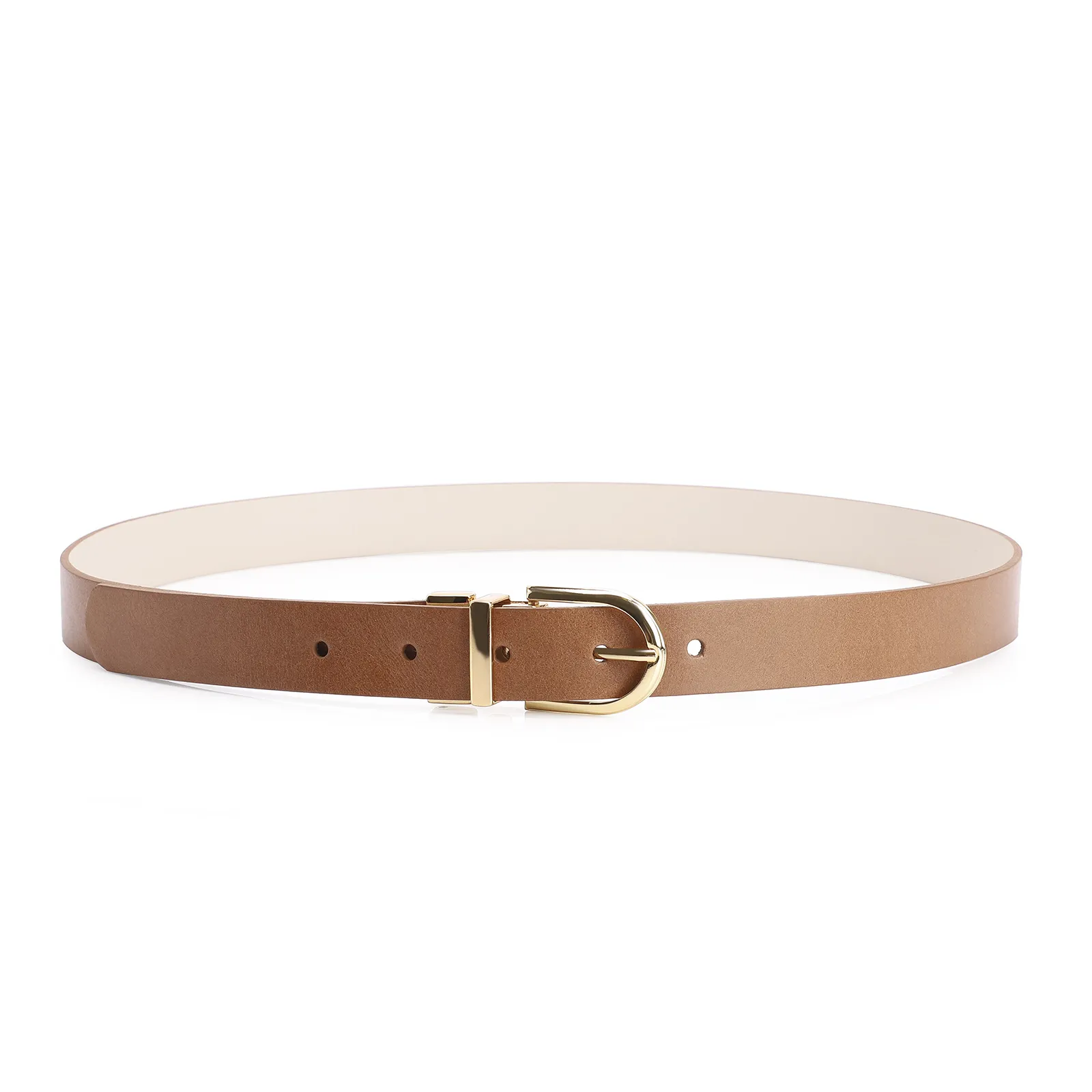 Cinto Couro Off White/Marrom