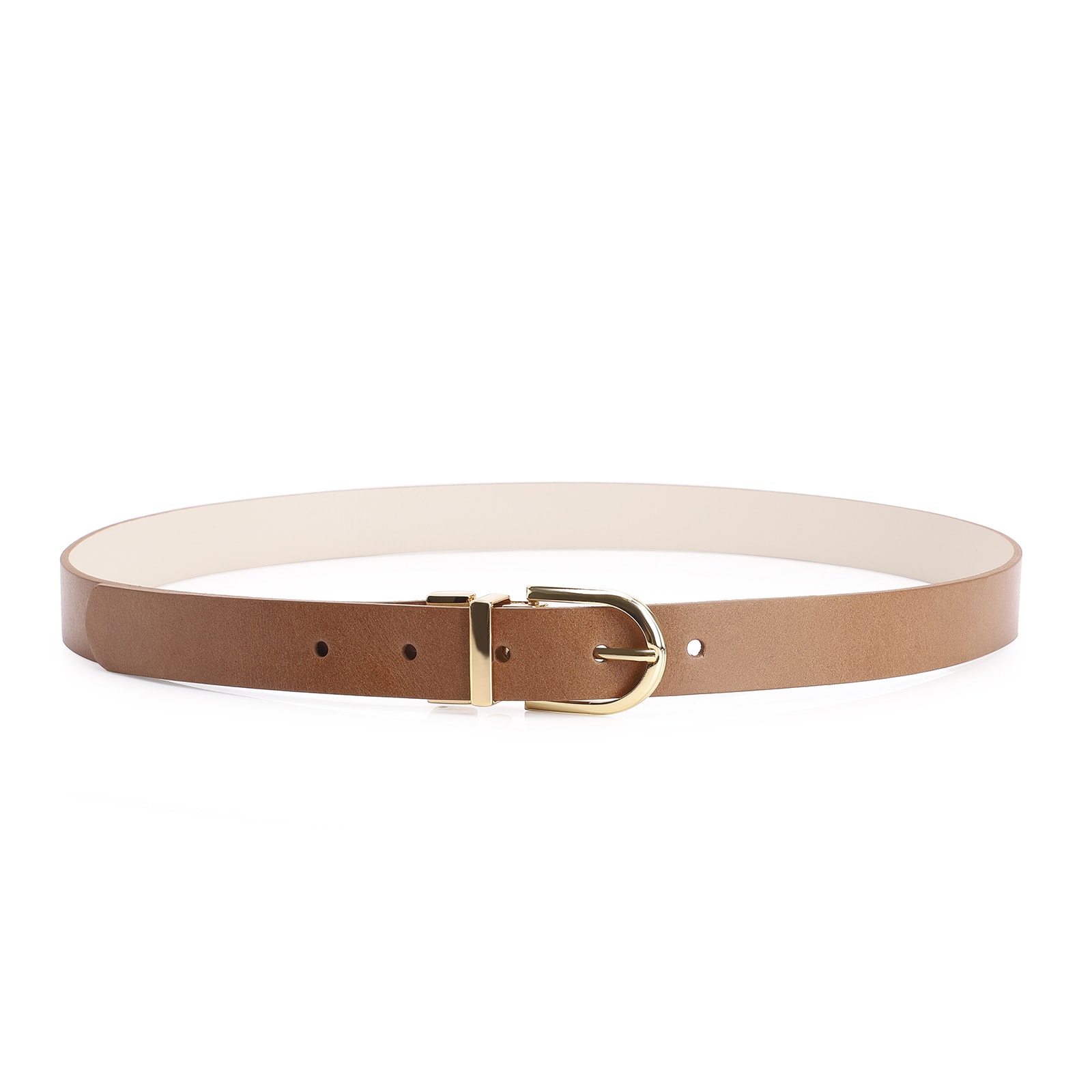 Cinto Couro Off White/Marrom