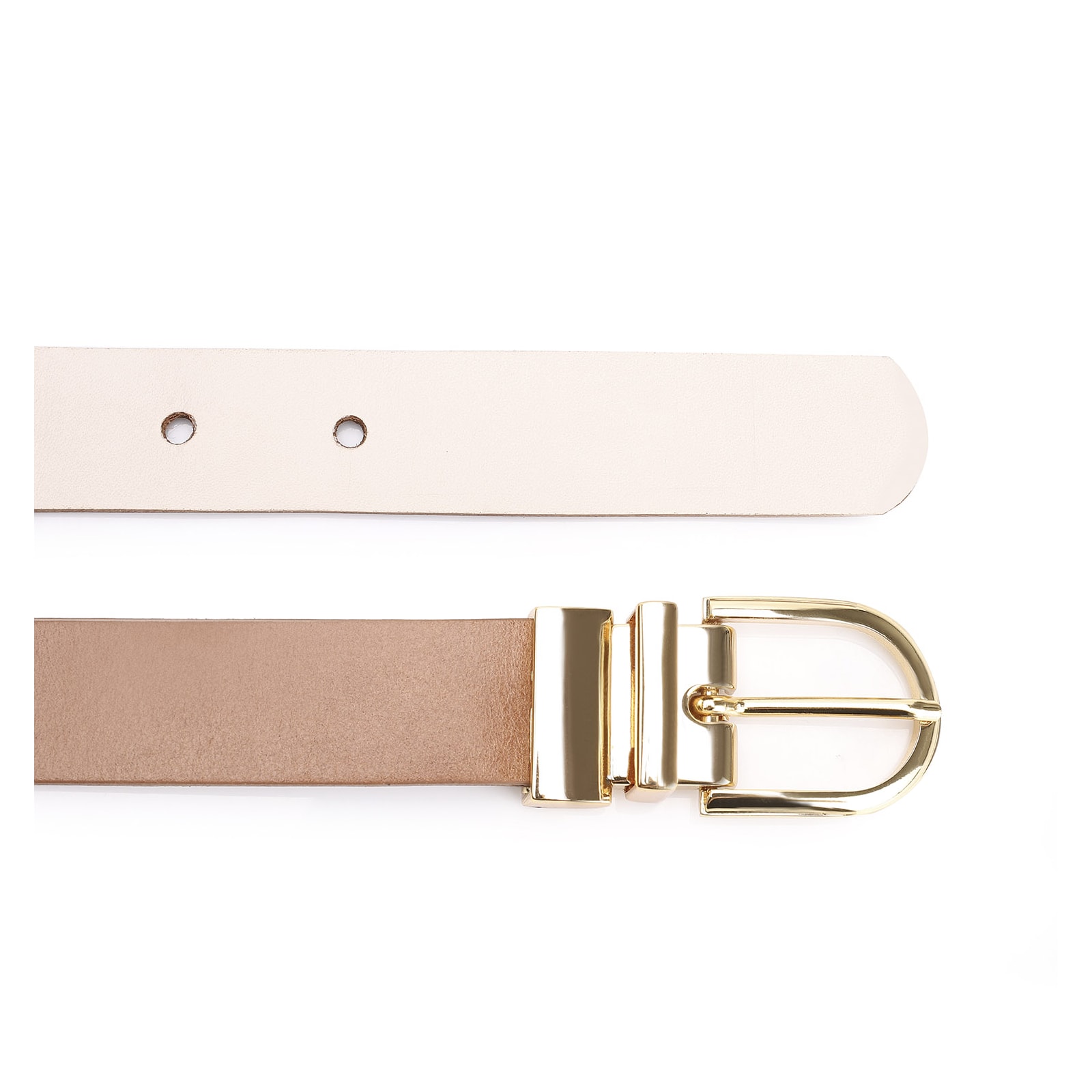 Cinto Couro Off White/Marrom