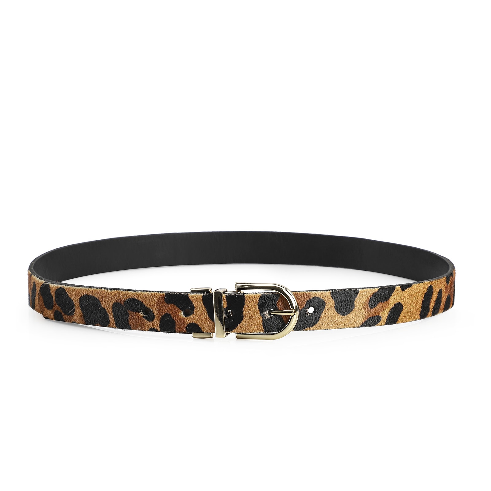 Cinto Couro Pelo Leopardo/Preto