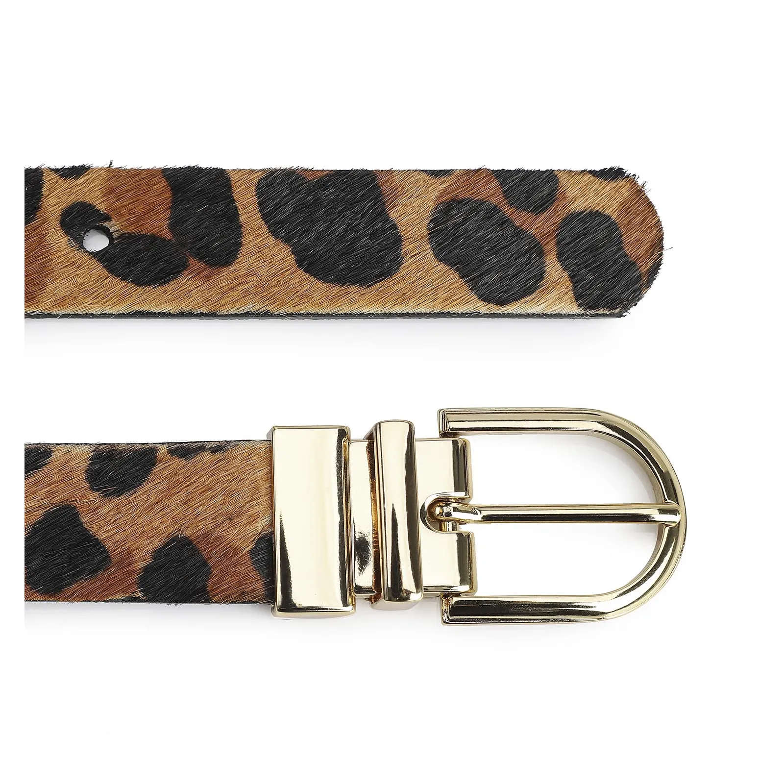 Cinto Couro Pelo Leopardo/Preto