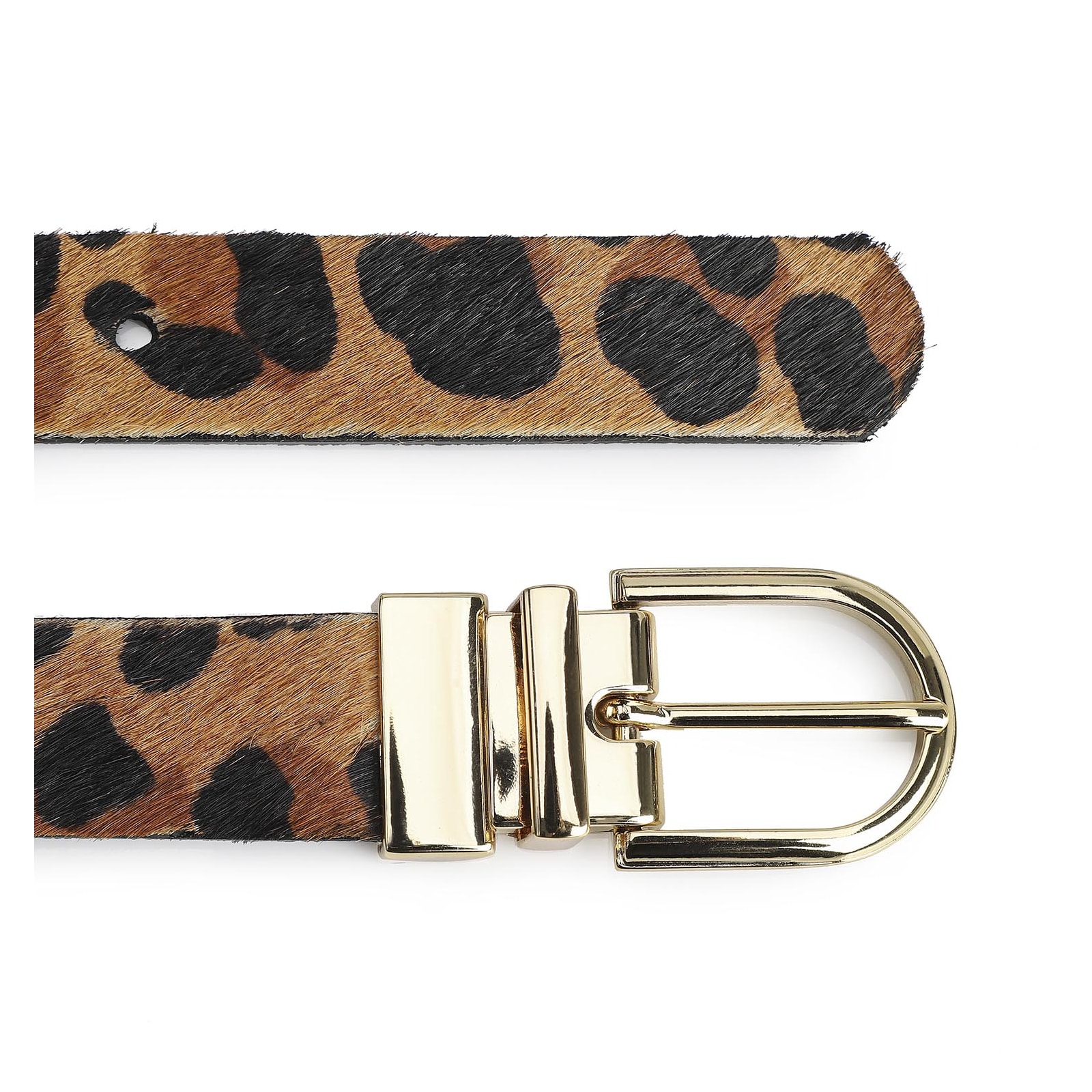 Cinto Couro Pelo Leopardo/Preto