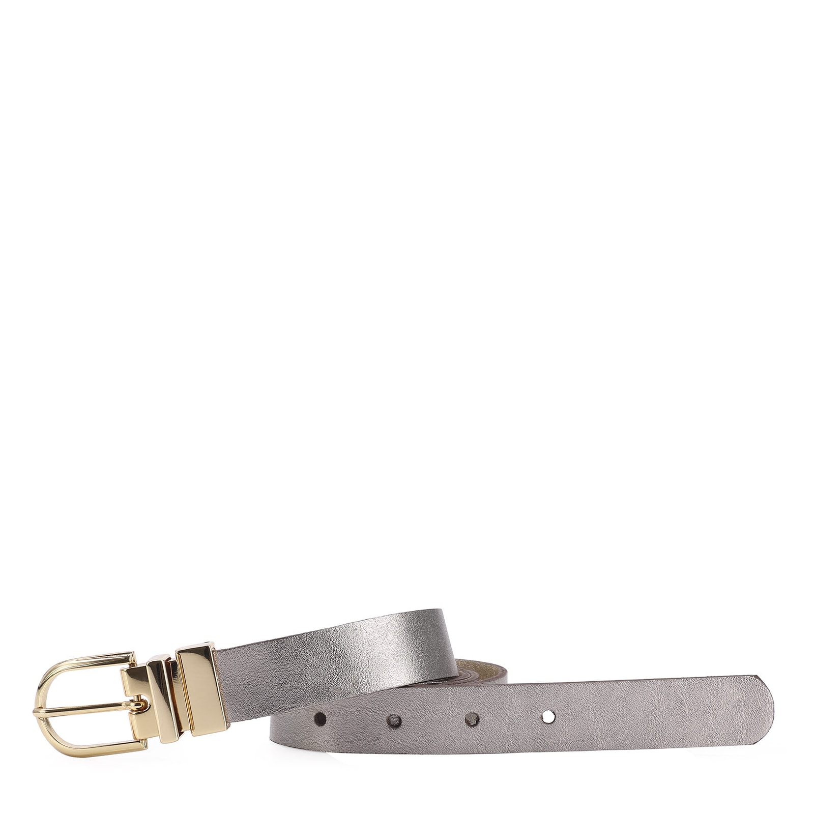 Cinto Couro Prata/Dourado