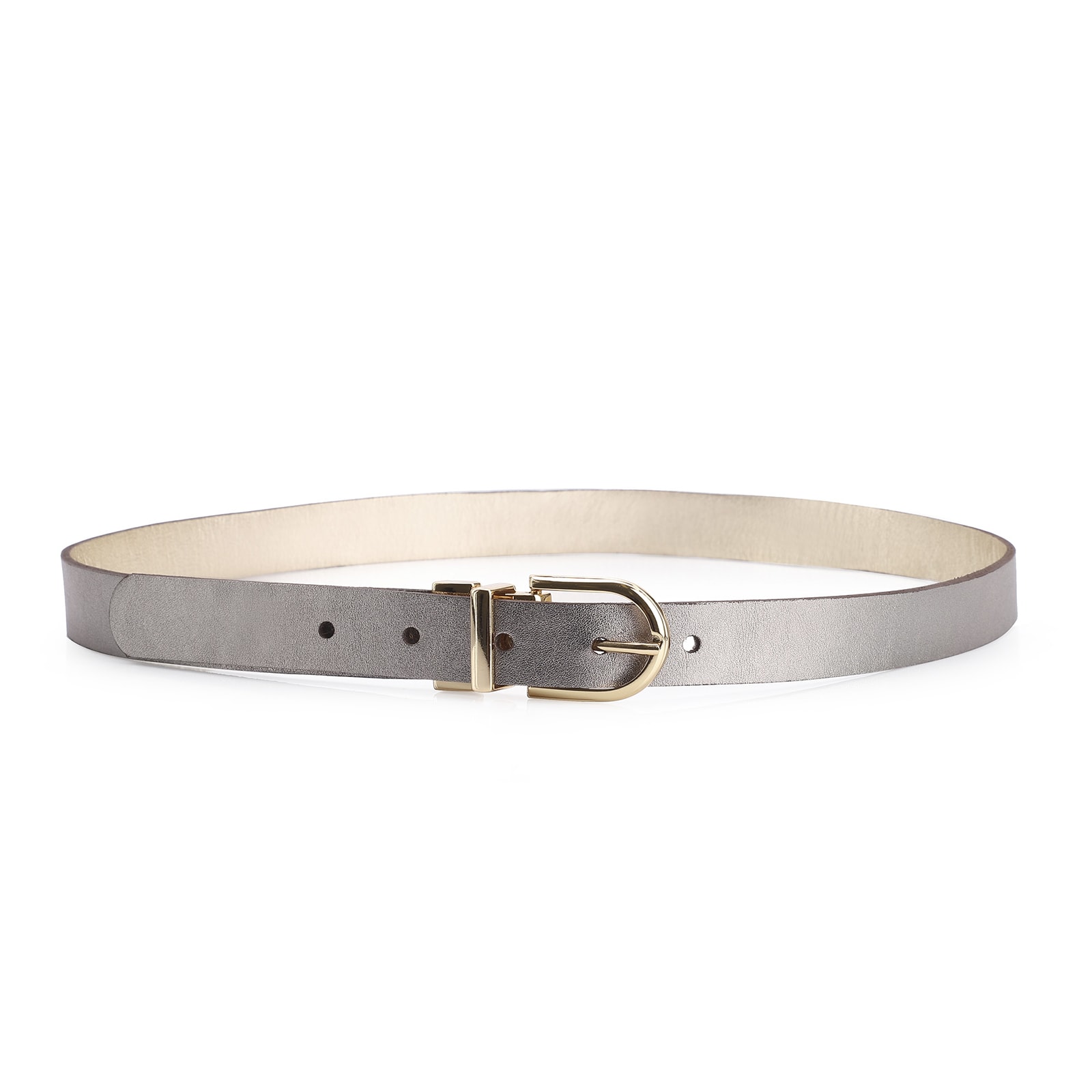 Cinto Couro Prata/Dourado