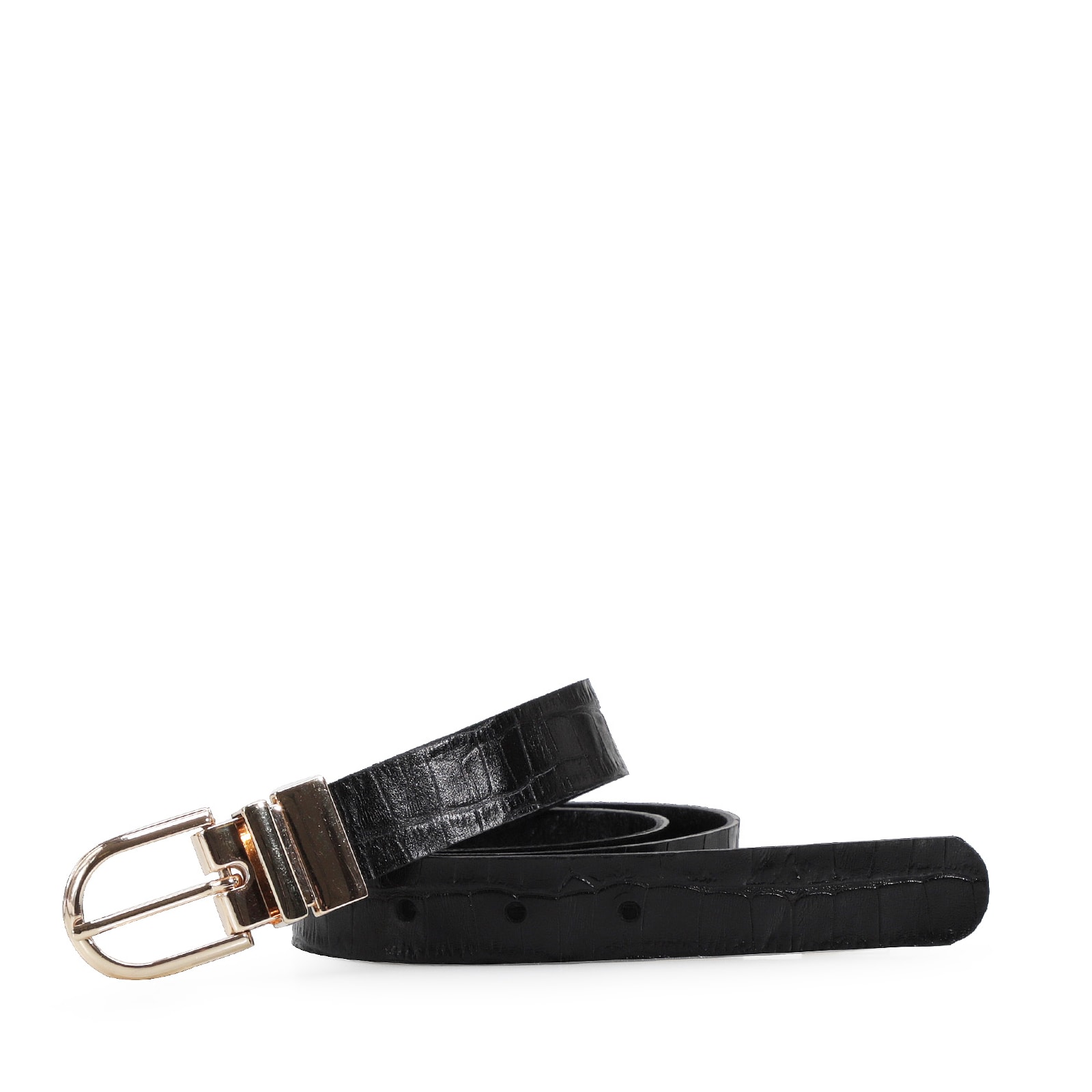 Cinto Couro Preto/Croco Preto