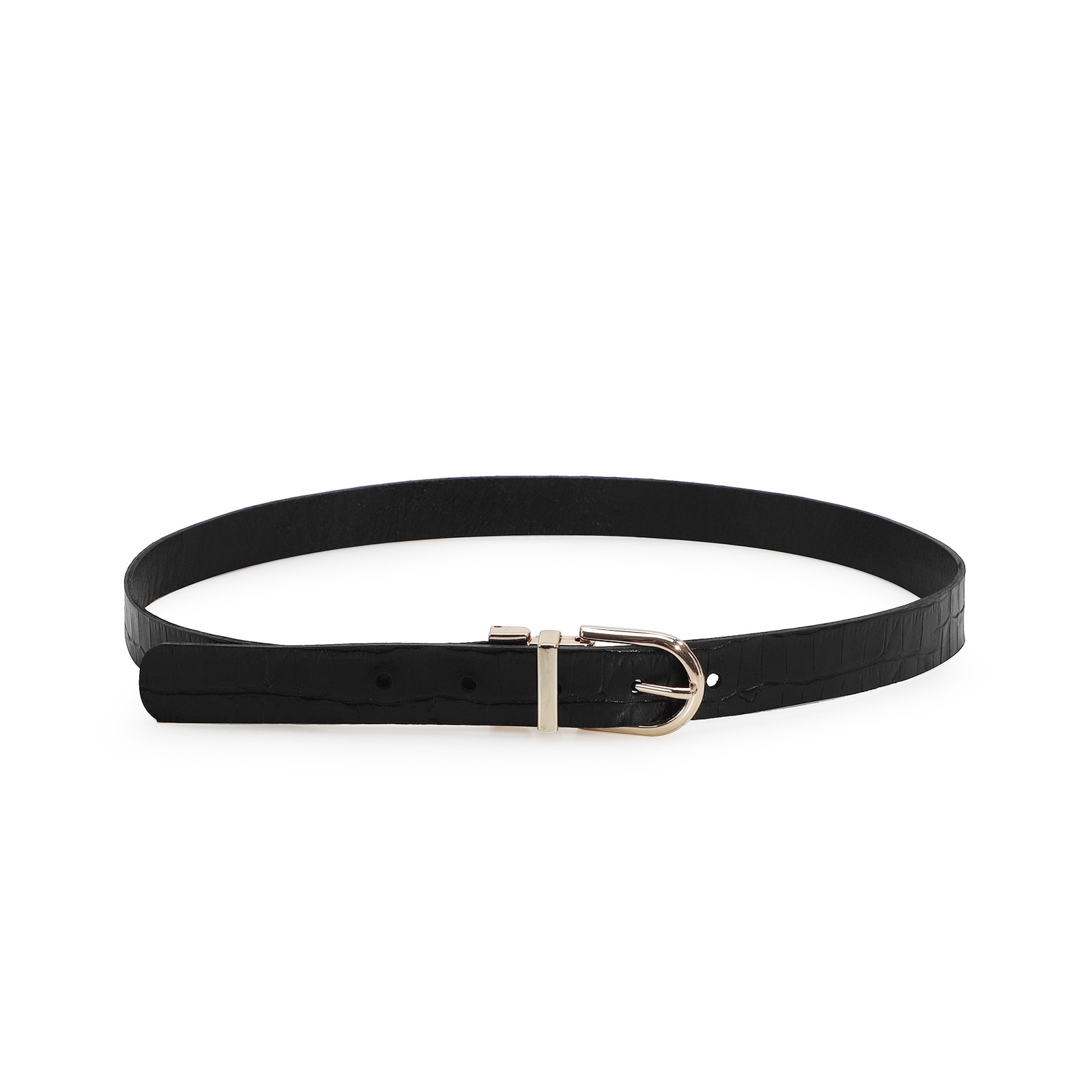 Cinto Couro Preto/Croco Preto