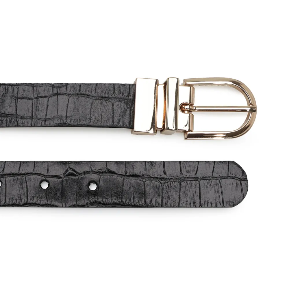 Cinto Couro Preto/Croco Preto - imagem 3