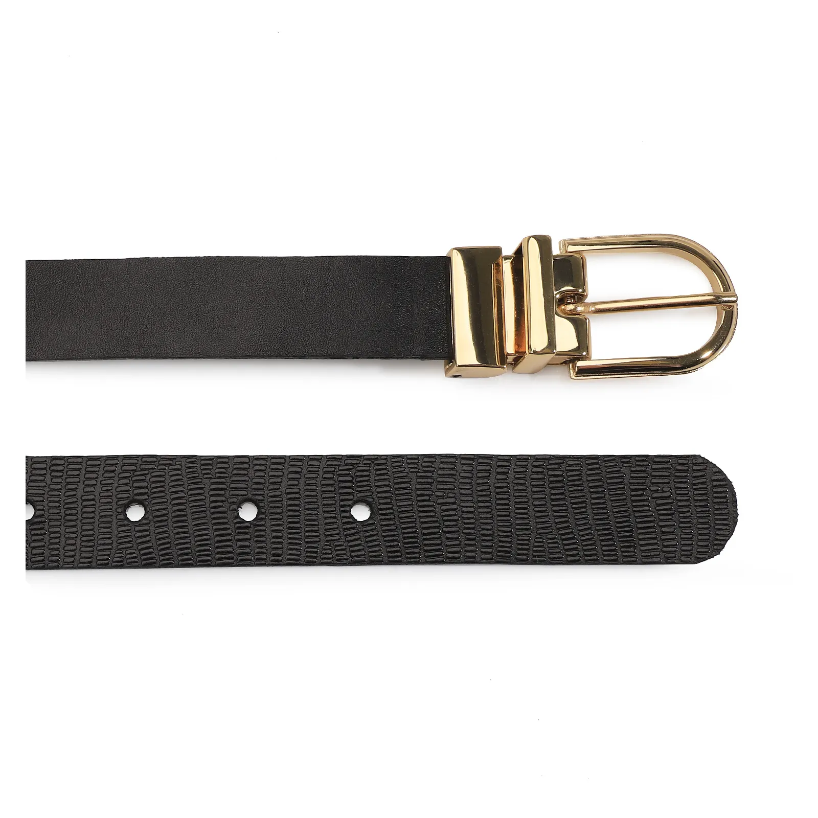 Cinto Couro Preto/Lezard Preto