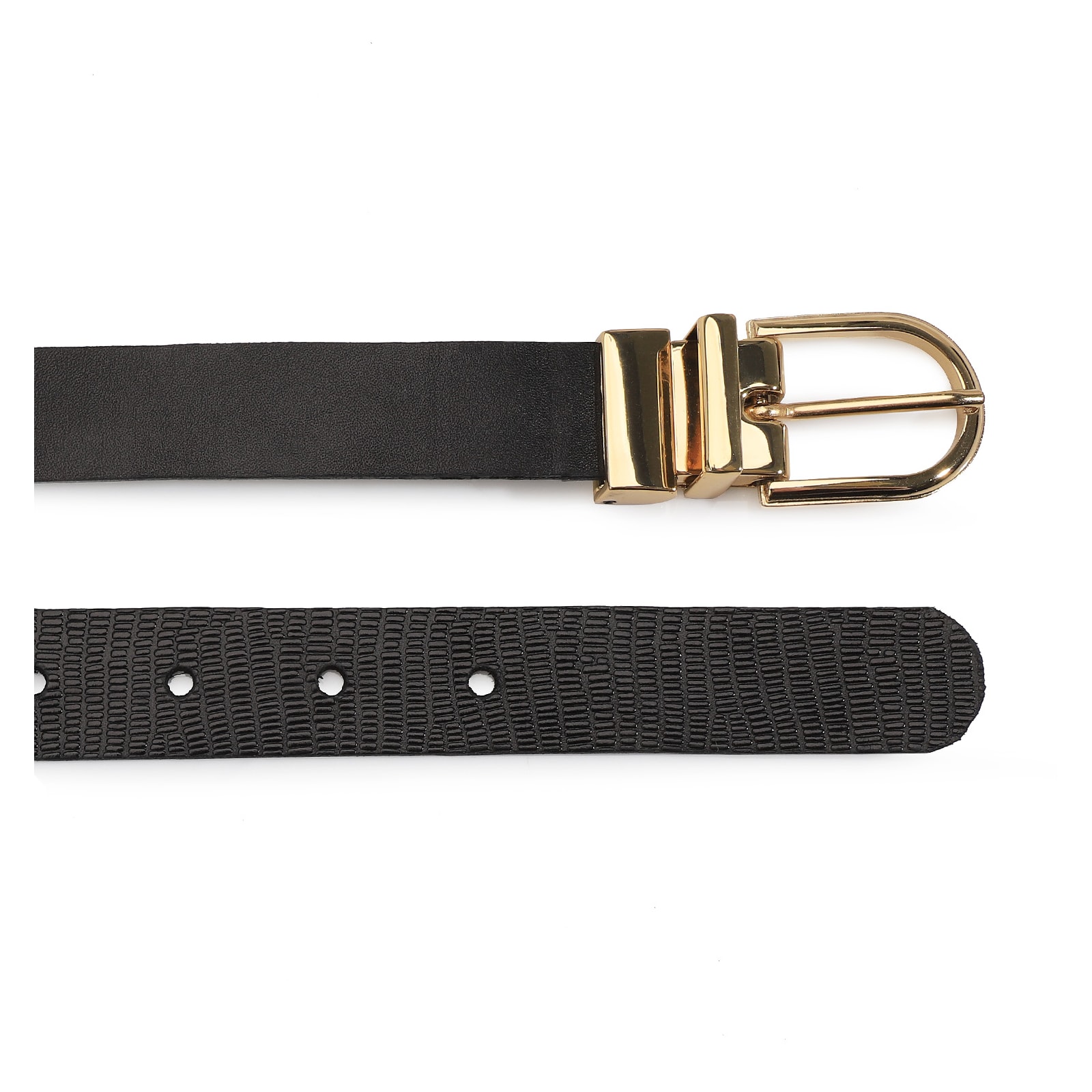 Cinto Couro Preto/Lezard Preto