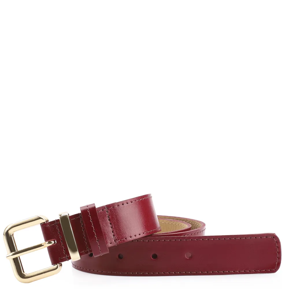 Cinto Couro Vermelho Cereja