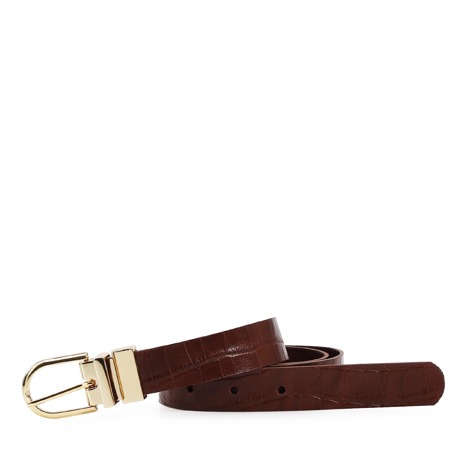 Cinto Croco Mogno/Couro Mogno
