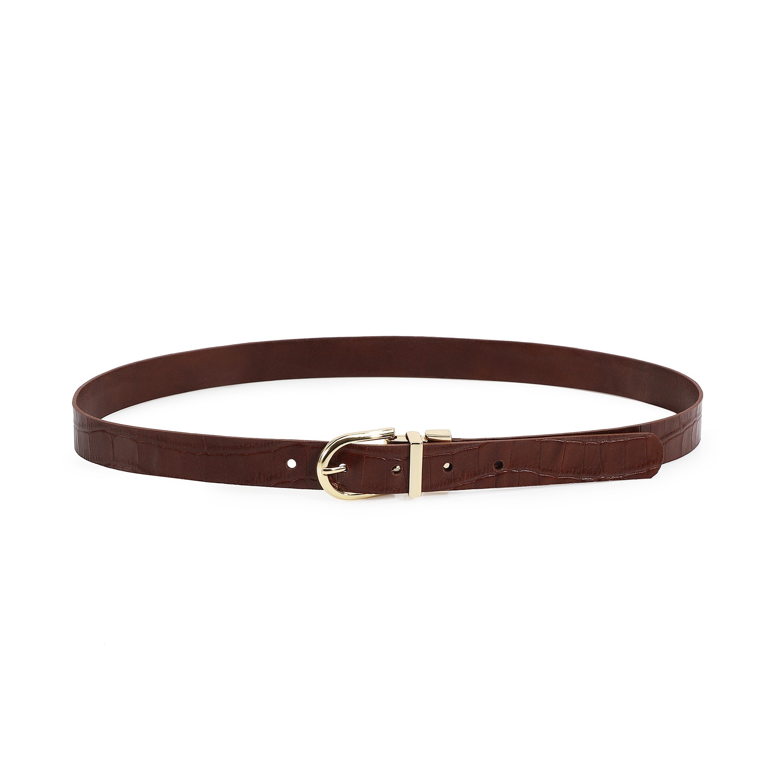 Cinto Croco Mogno/Couro Mogno