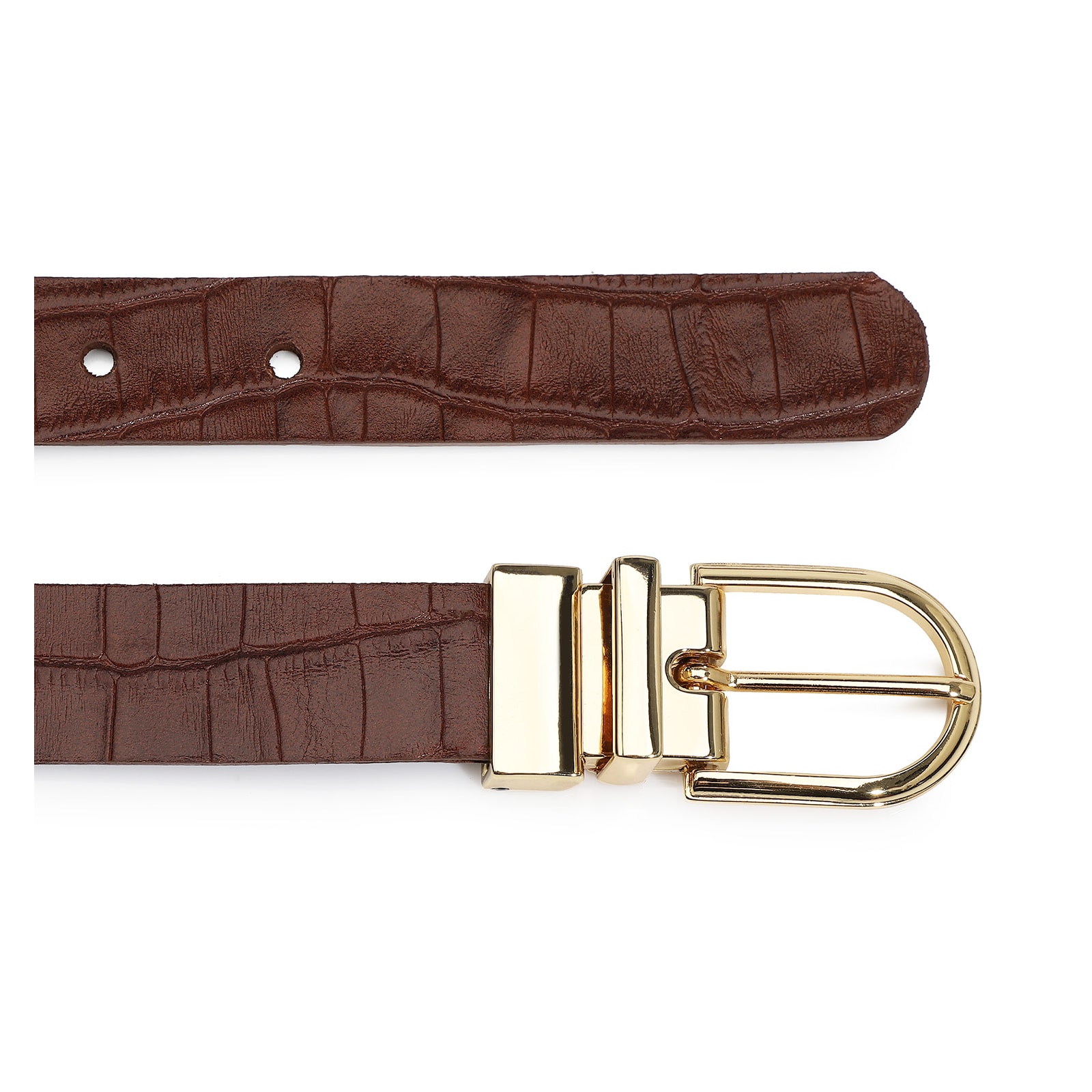 Cinto Croco Mogno/Couro Mogno