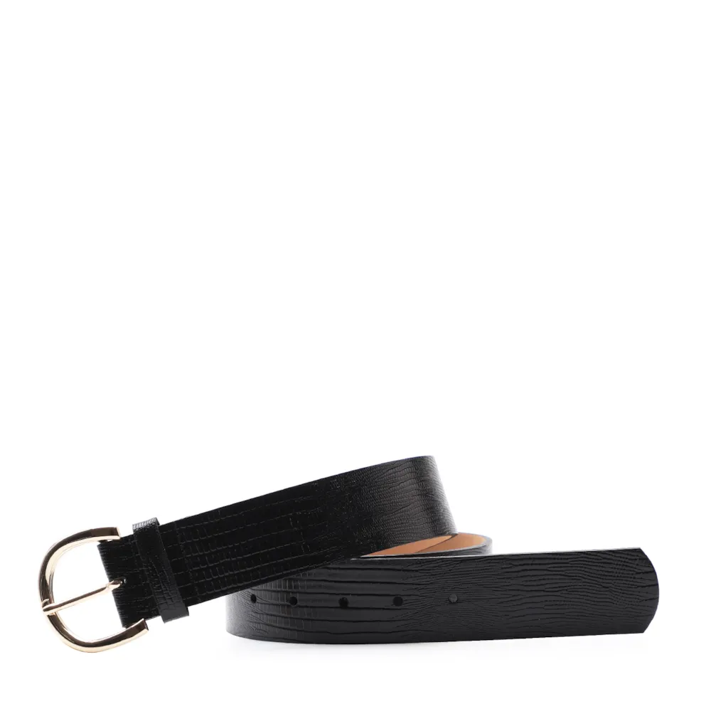 Cinto Feminino Couro Lezard Preto