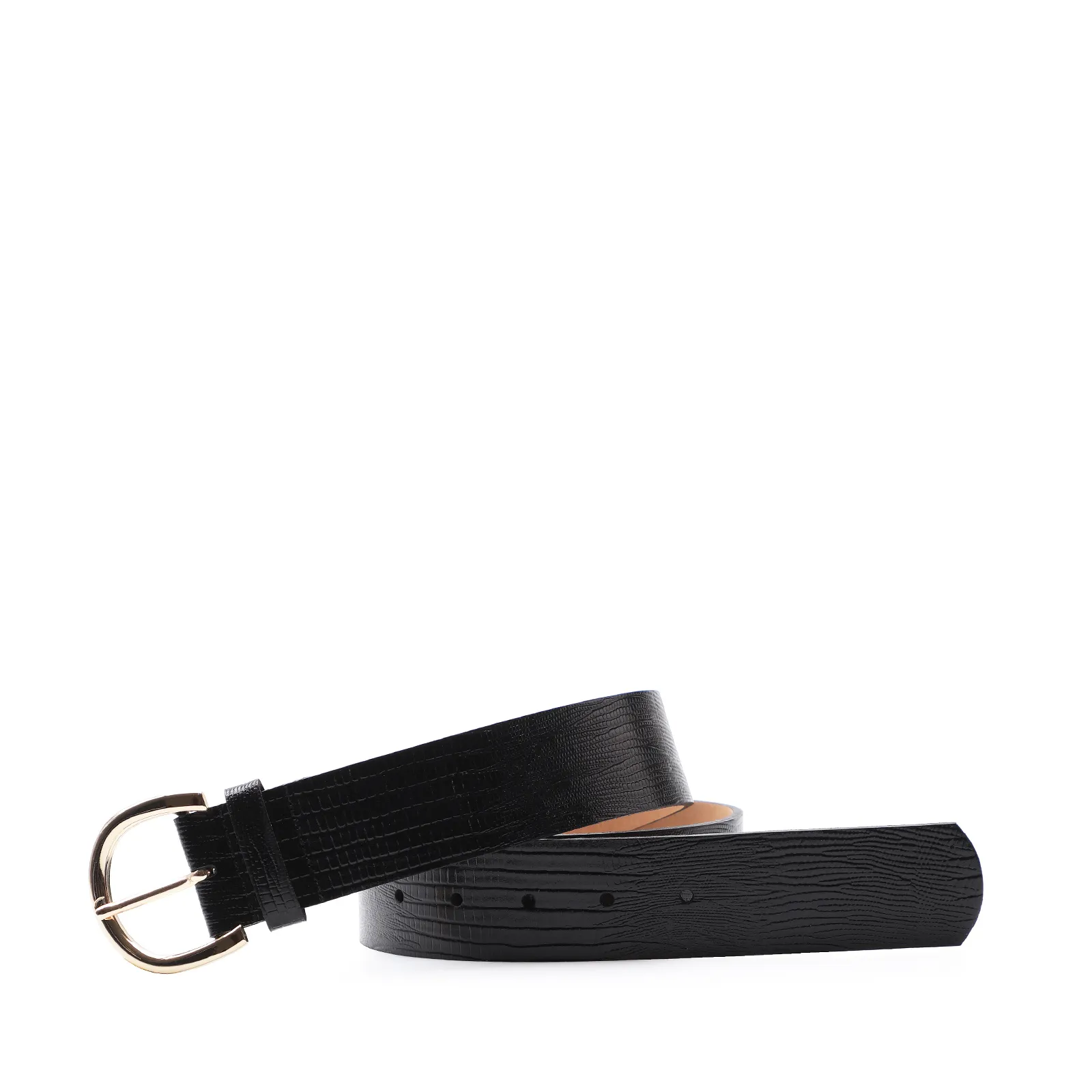 Cinto Feminino Couro Lezard Preto
