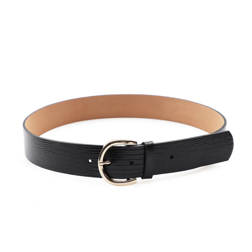 Cinto Feminino Couro Lezard Preto - imagem 2