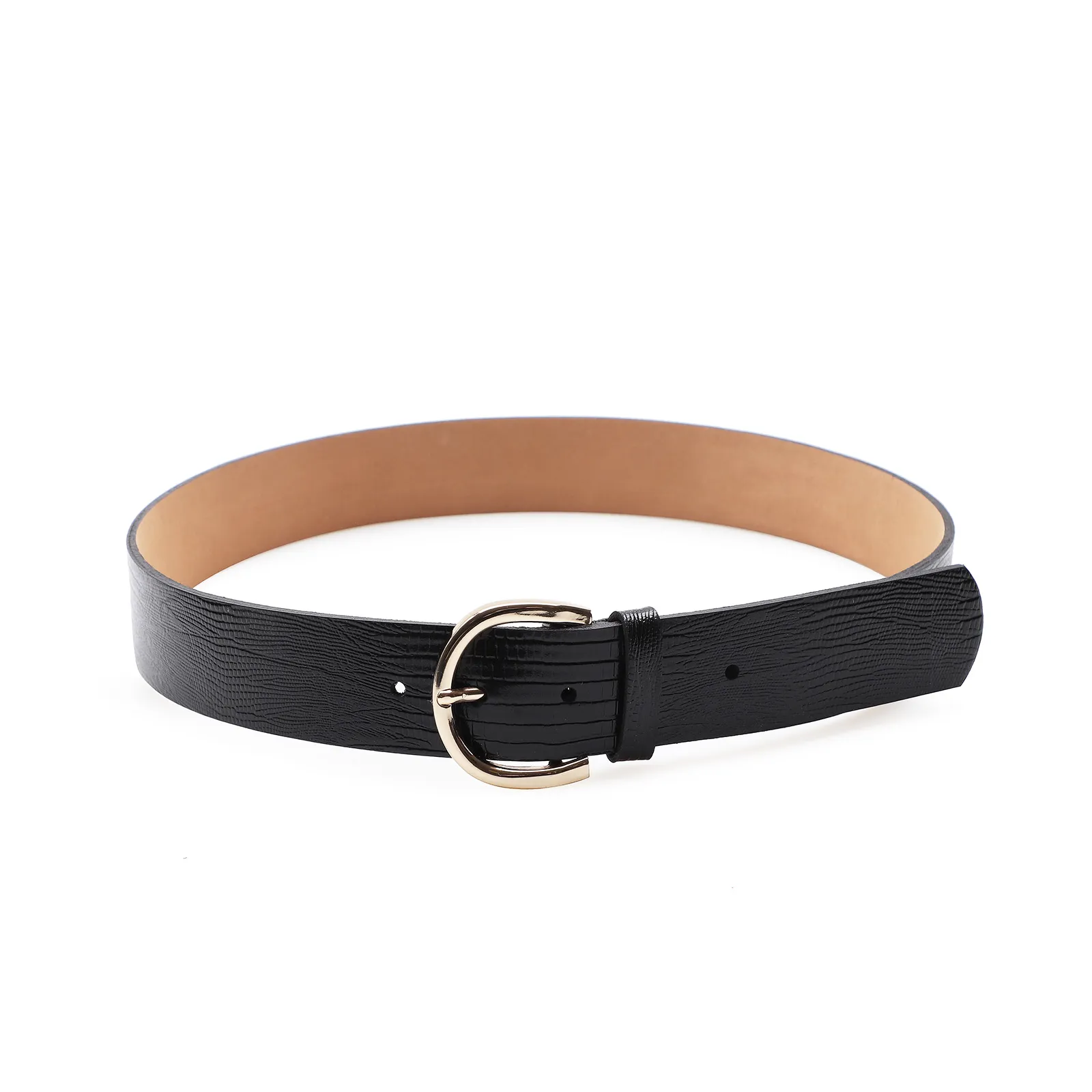 Cinto Feminino Couro Lezard Preto