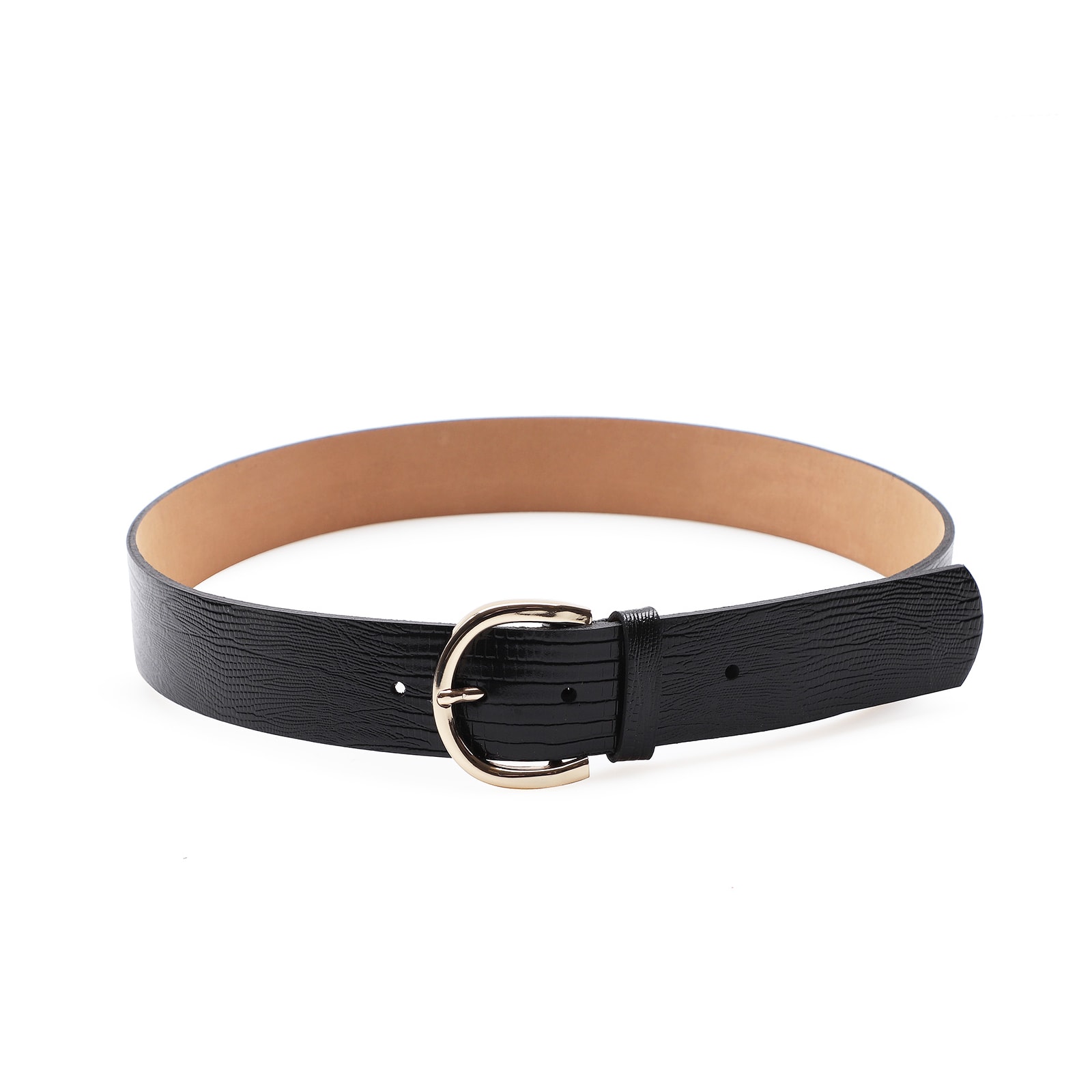 Cinto Feminino Couro Lezard Preto