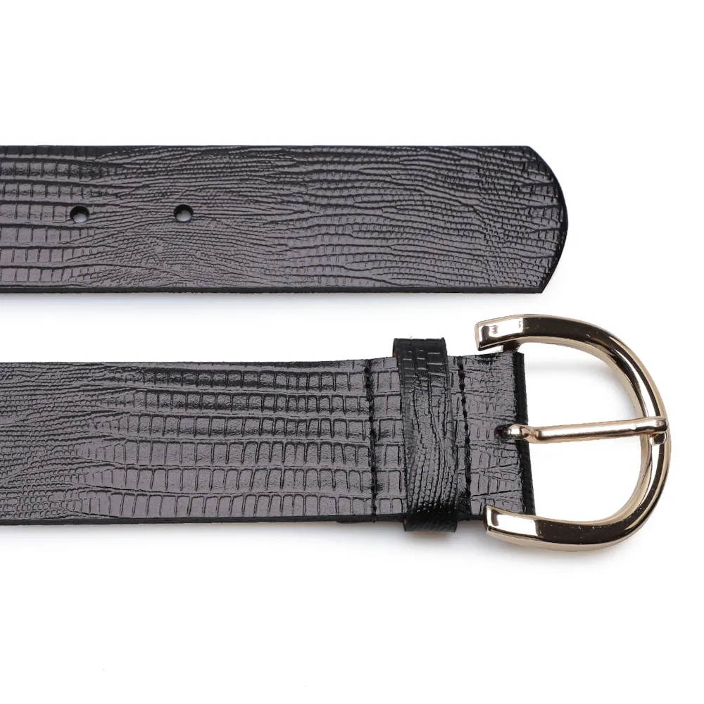 Cinto Feminino Couro Lezard Preto - imagem 3