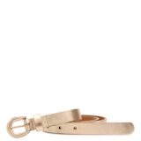 Cinto Fino Dourado Couro Fivela Revestida