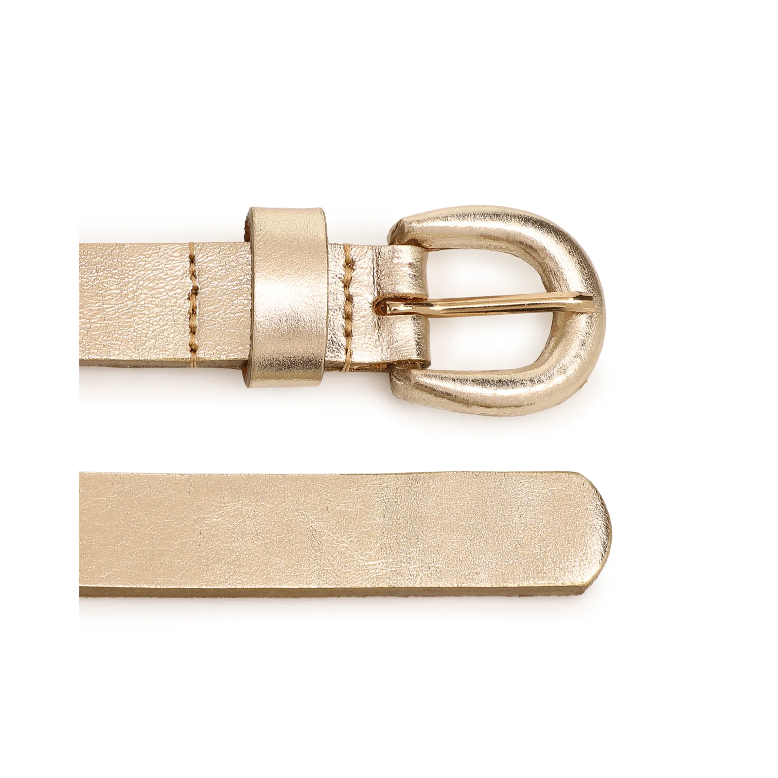 Cinto Fino Dourado Couro Fivela Revestida